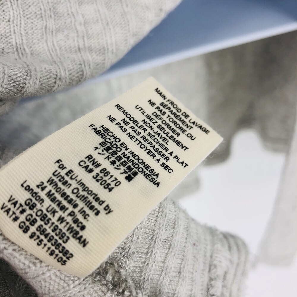 Free People Light Gray Lover Ribbed Slit Back Mock Neck Thermal Oversized Small - Picture 9 of 9